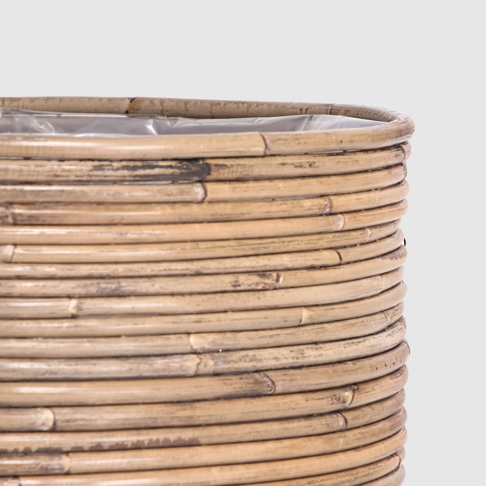 Кашпо Van der leeden Cylinder Stripe бежевое с коричневым 30х20 см, цвет бежевый - фото 3