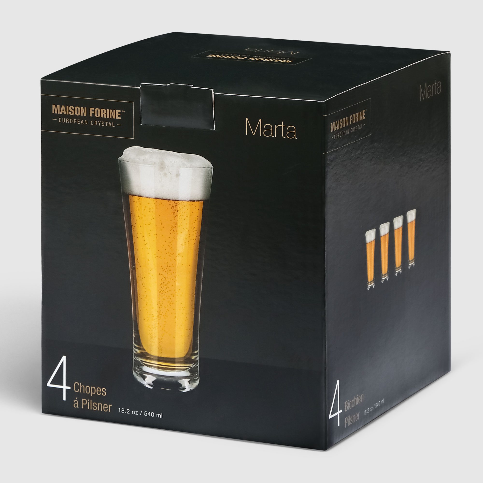 Набор бокалов для пива  Banquet Crystal Marta 4шт 540мл п/у, цвет прозрачный - фото 3