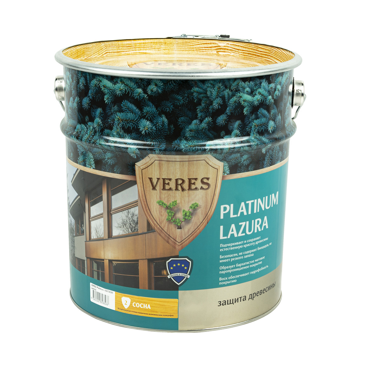 Пропитка Veres platinum lazura № 2 сосна 9 л