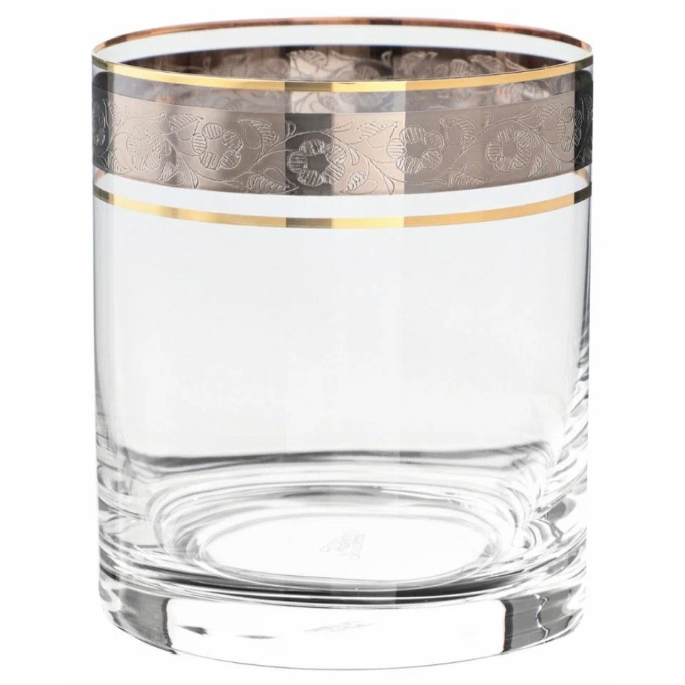 Набор стаканов для виски Crystalite Bohemia Larus панто платина отводка золото 320 мл 6 шт - фото 1