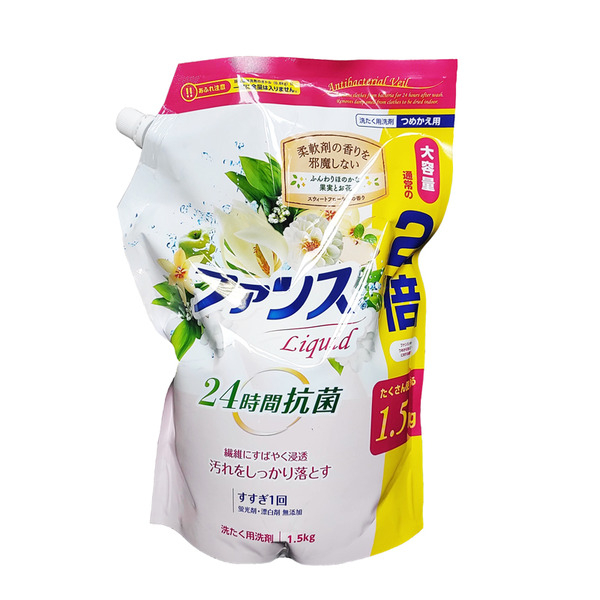 Жидкое средство Daiichi Funs для стирки белья с антибактериальным эффектом, концентрат, сменная упаковка, 1500 мл