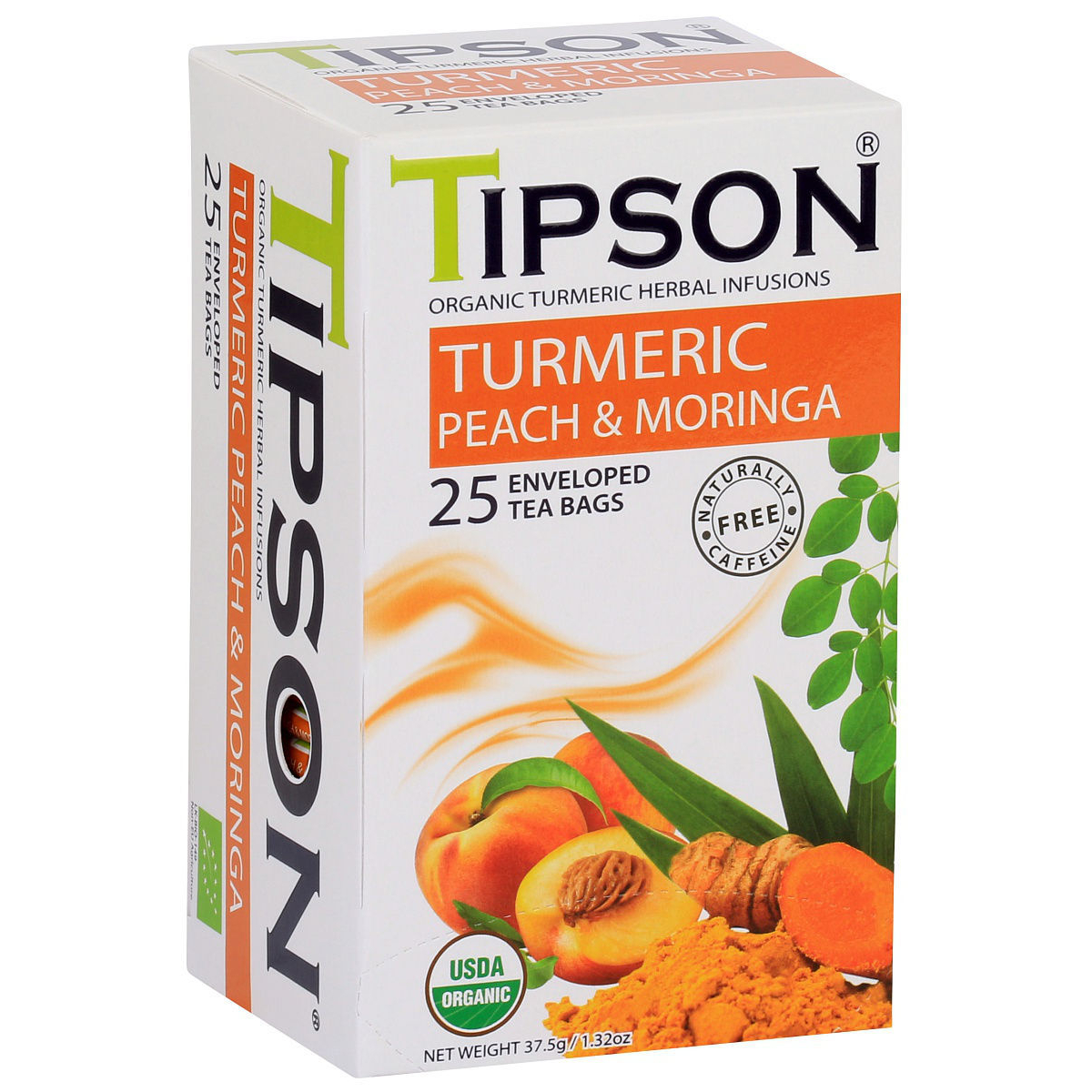 Чай органический Tipson Куркума и моринга с персиком, 25 пакетиков