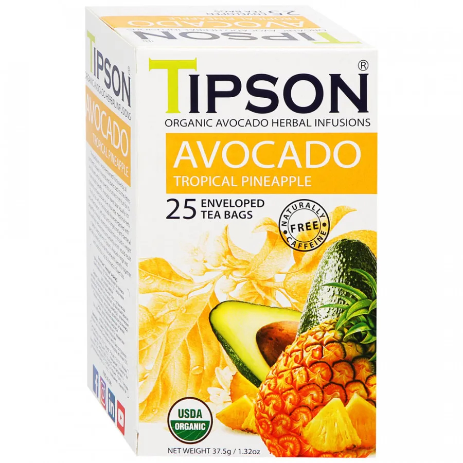 Чай органический Tipson Авокадо, Ананас, 25 пакетиков