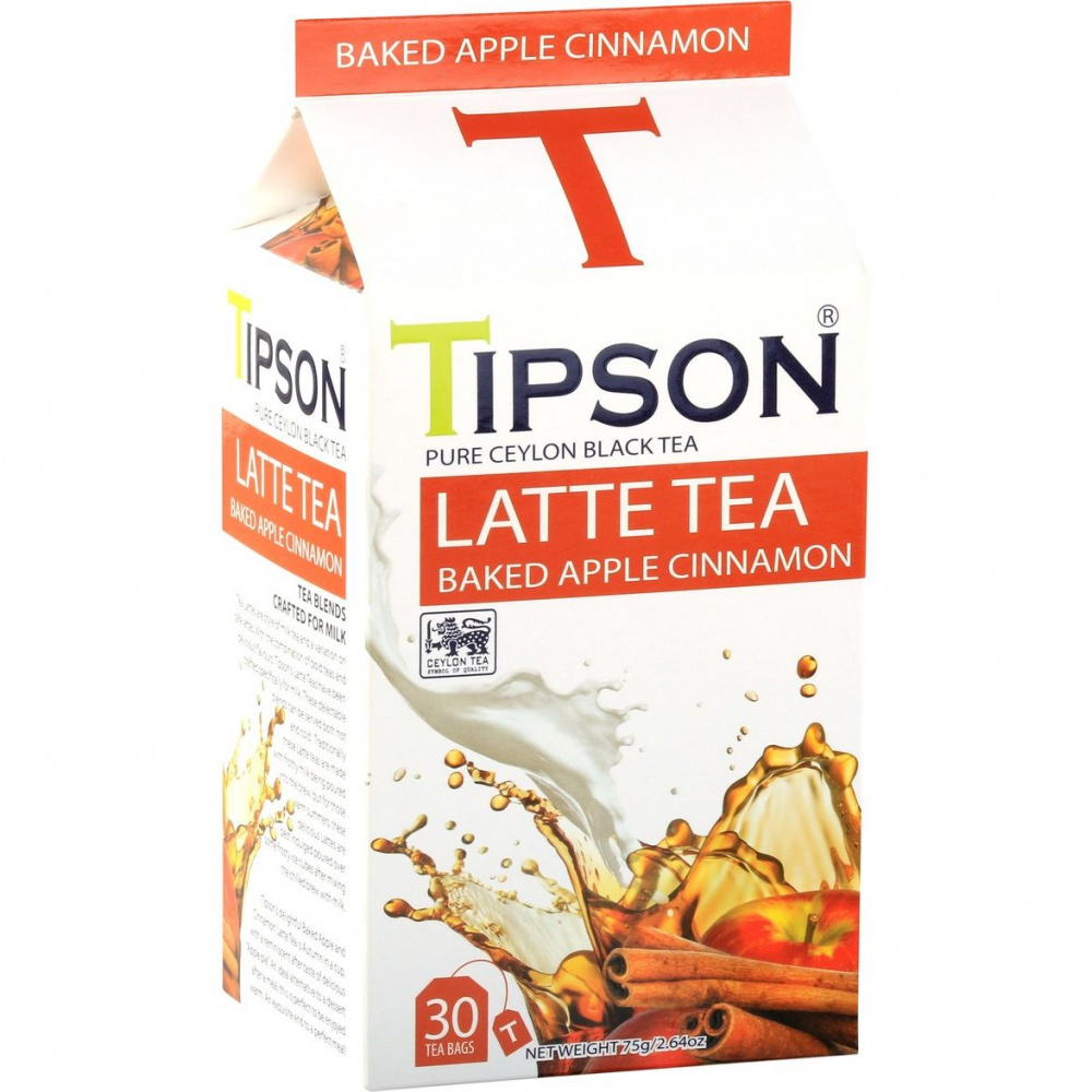 Чай черный Tipson Latte Запечённое яблоко с корицей, 30 пакетиков