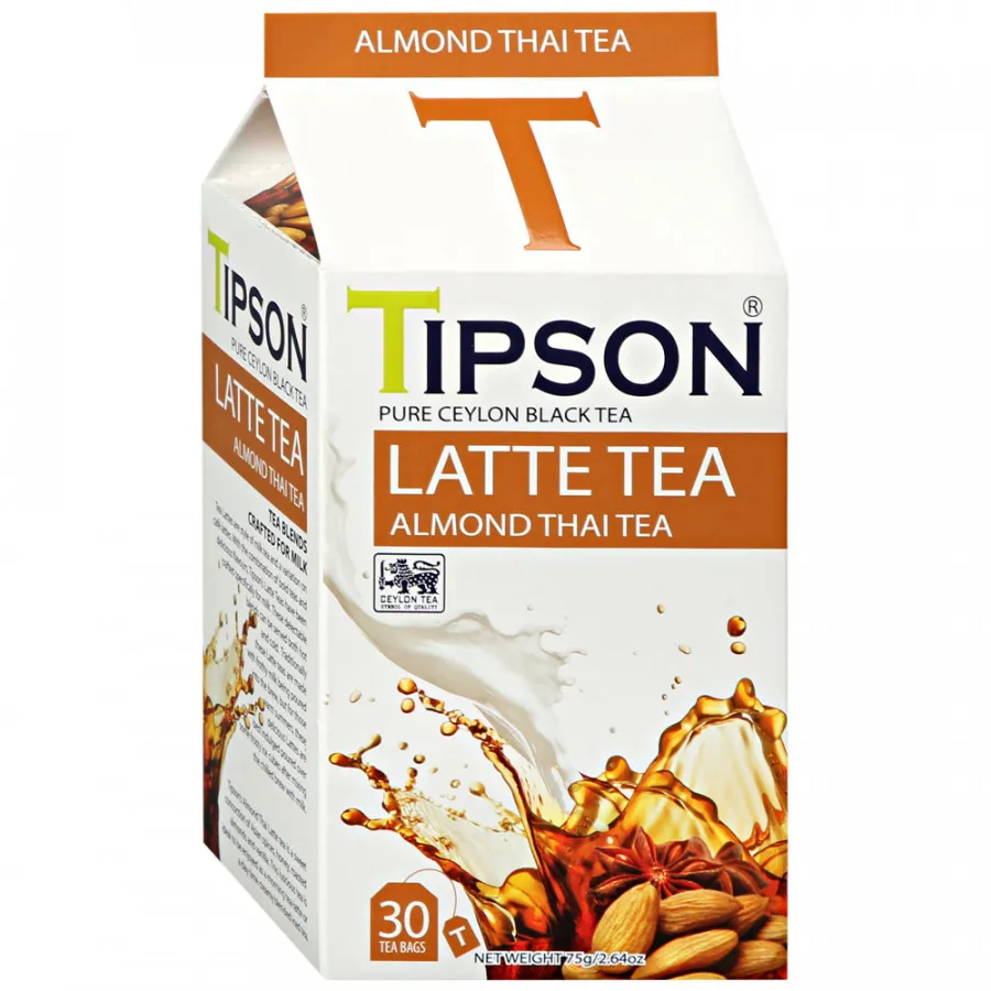 Чай черный Tipson Latte Тайский миндальный, 30 пакетиков