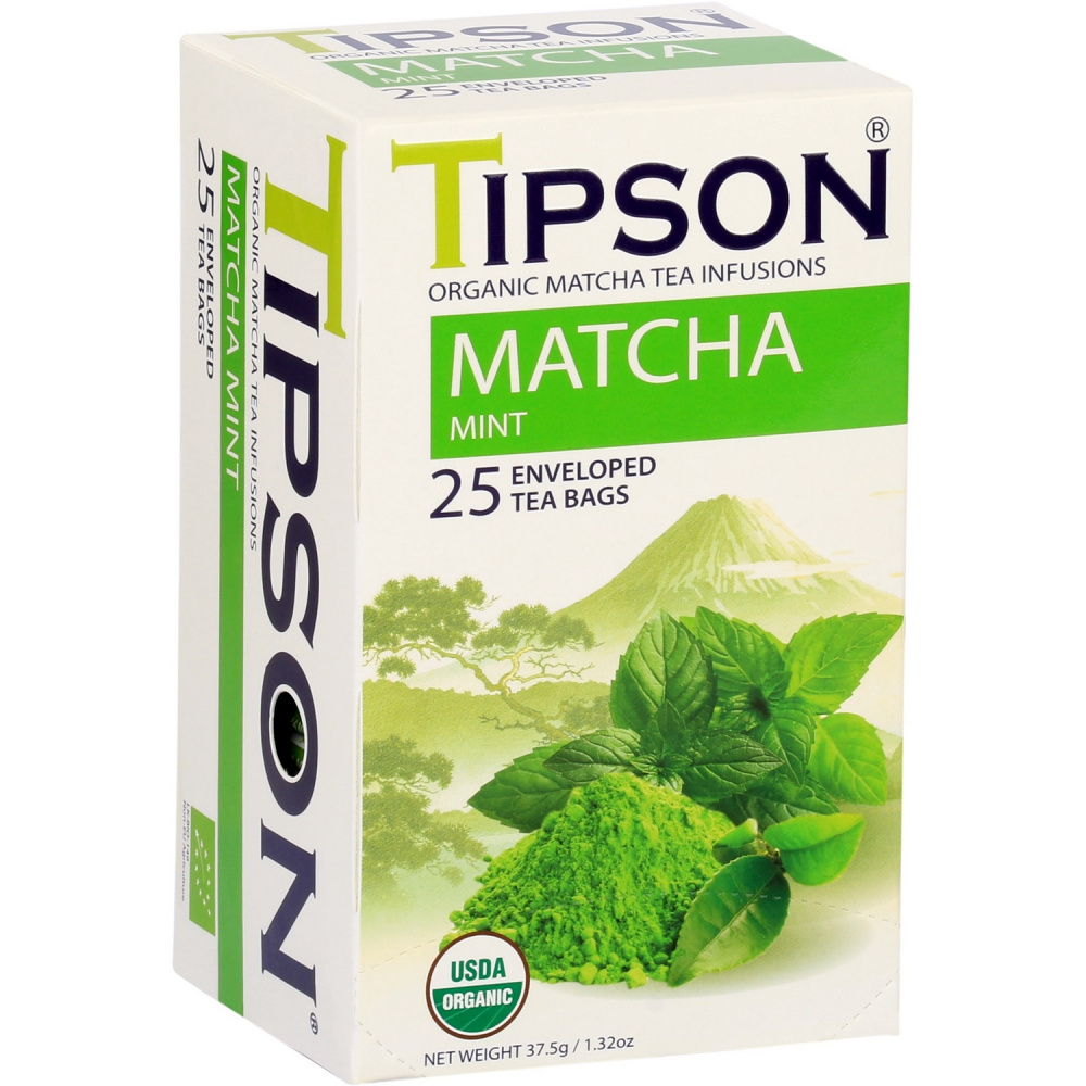 Чай органический Tipson Матча и мята, 25 пакетиков