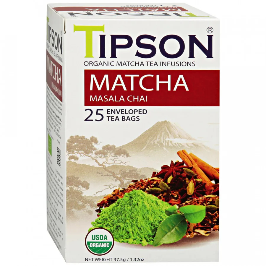 Чай органический Tipson Матча с масала, 25 пакетиков
