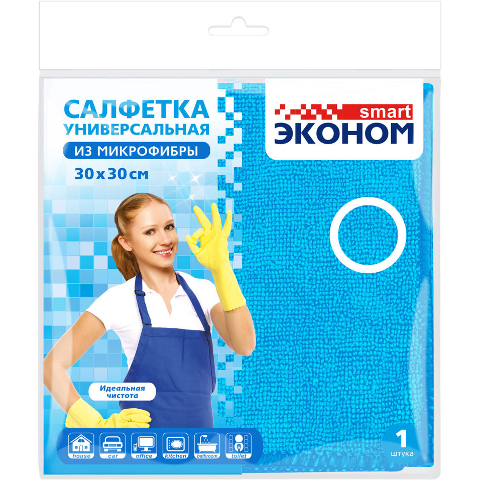 фото Салфетка эконом smart из микрофибры 30x30 см, 1 шт