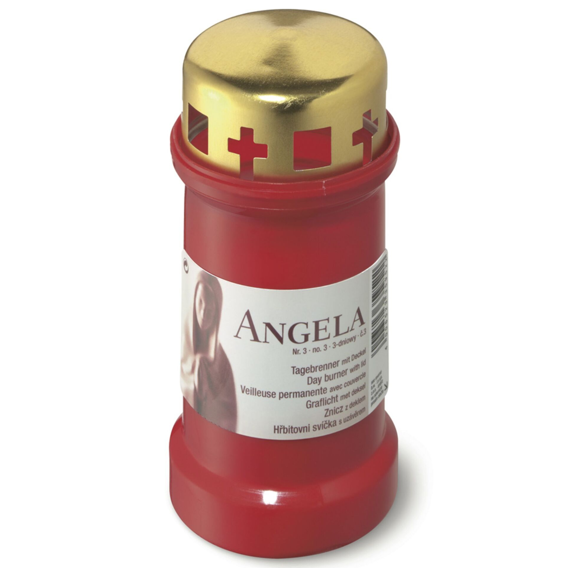 Свеча Bolsius Angela поминальная с крышкой красная, цвет красный - фото 1