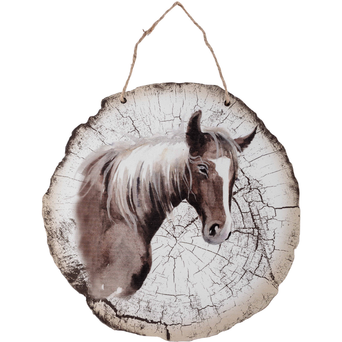 Панно настенное Glasar лошадь коричневая 30x1x30см, цвет бежевый - фото 1