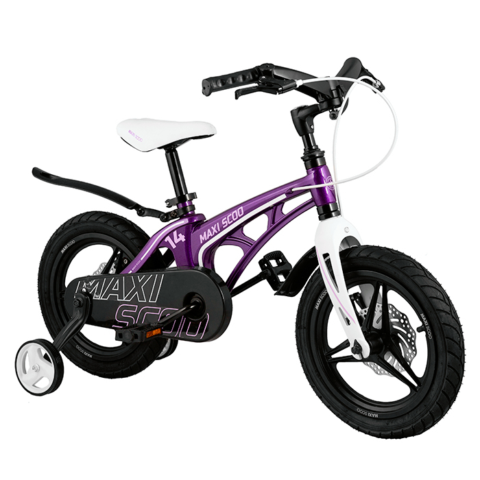 Велосипед детский Maxiscoo Cosmic делюкс плюс 14 дюймов фиолетовый - фото 2