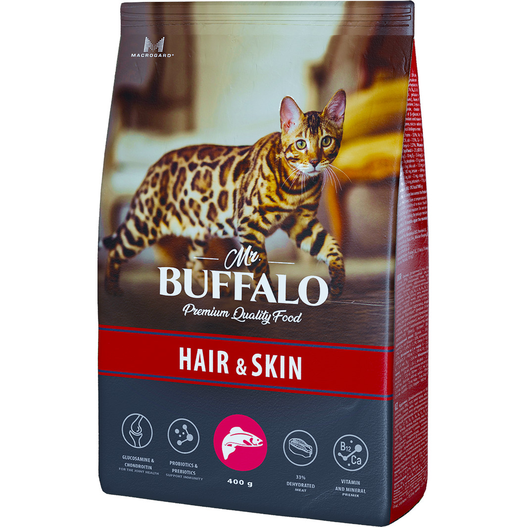 фото Корм для кошек mr.buffalo hair&skin с лососем 400 г