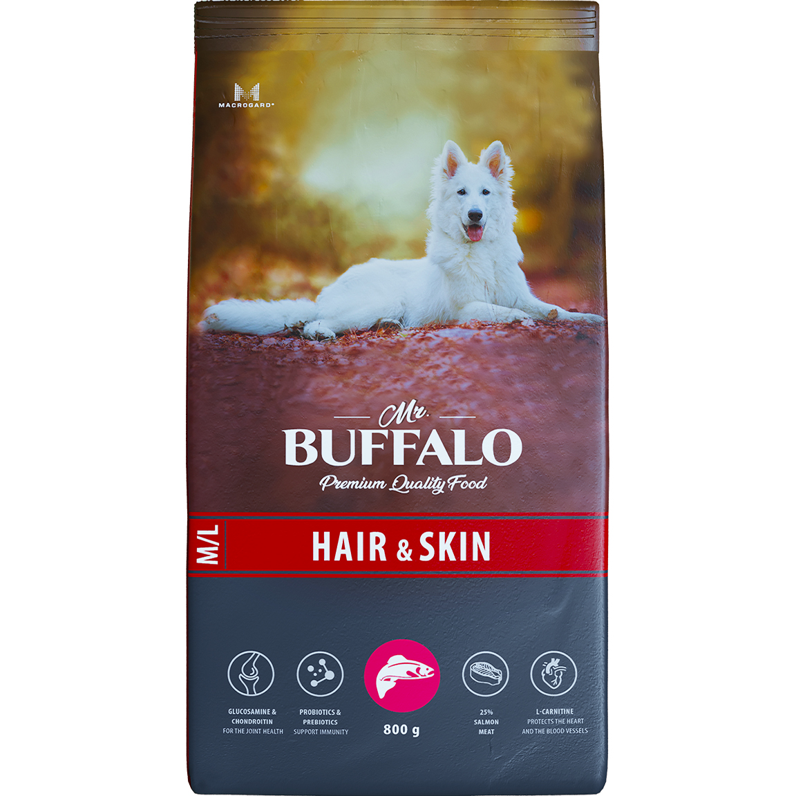 фото Корм для собак mr.buffalo hair & skin с лососем 800 г