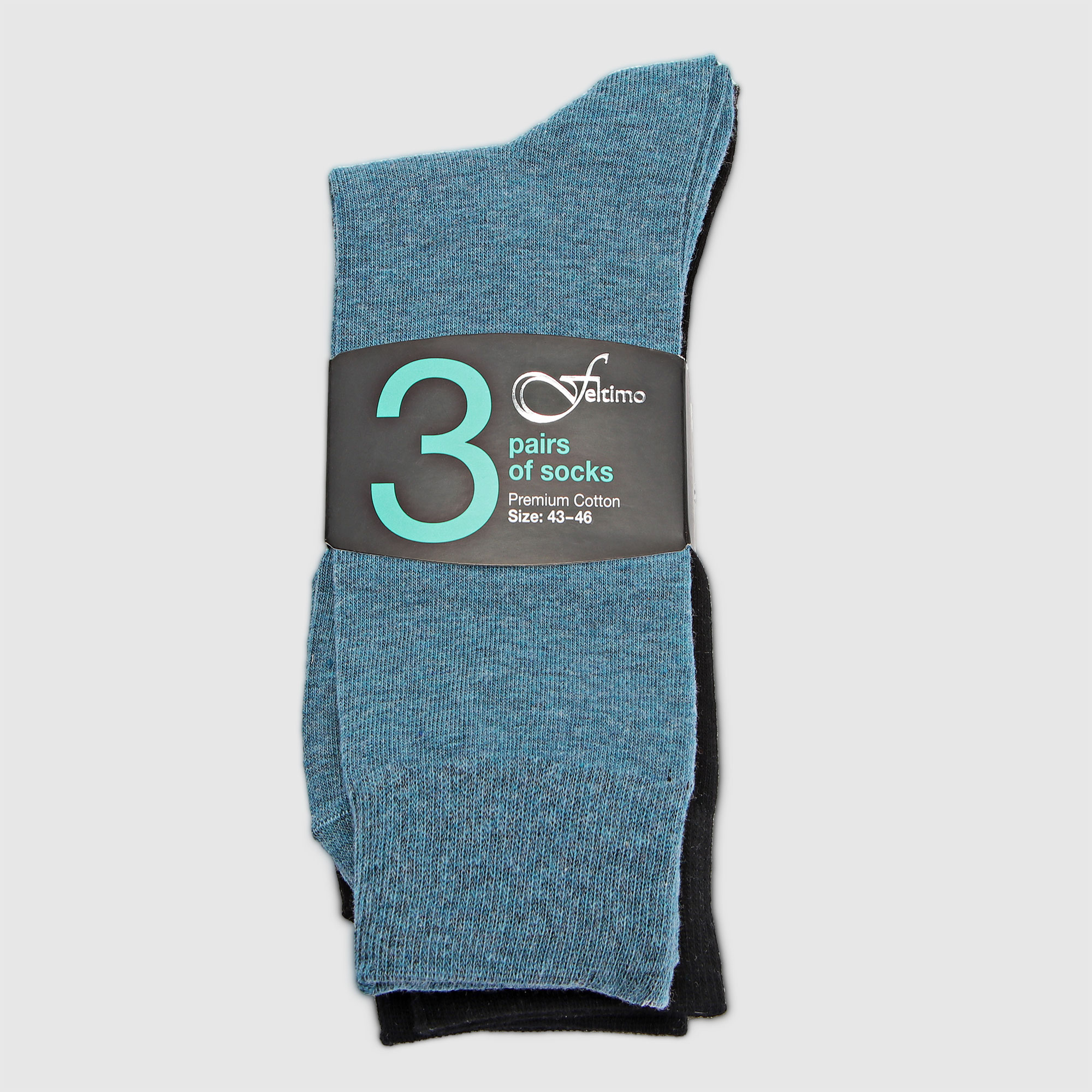 Набор носков Feltimo серых с синим и чёрным (MPC3-08)