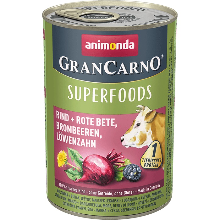 Корм для собак ANIMONDA Gran Carno Superfoods c говядиной, свеклой, ежевикой и одуванчиком 400 г