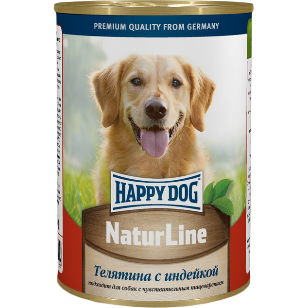 фото Корм для собак happy dog natur line телятина с индейкой 410 г