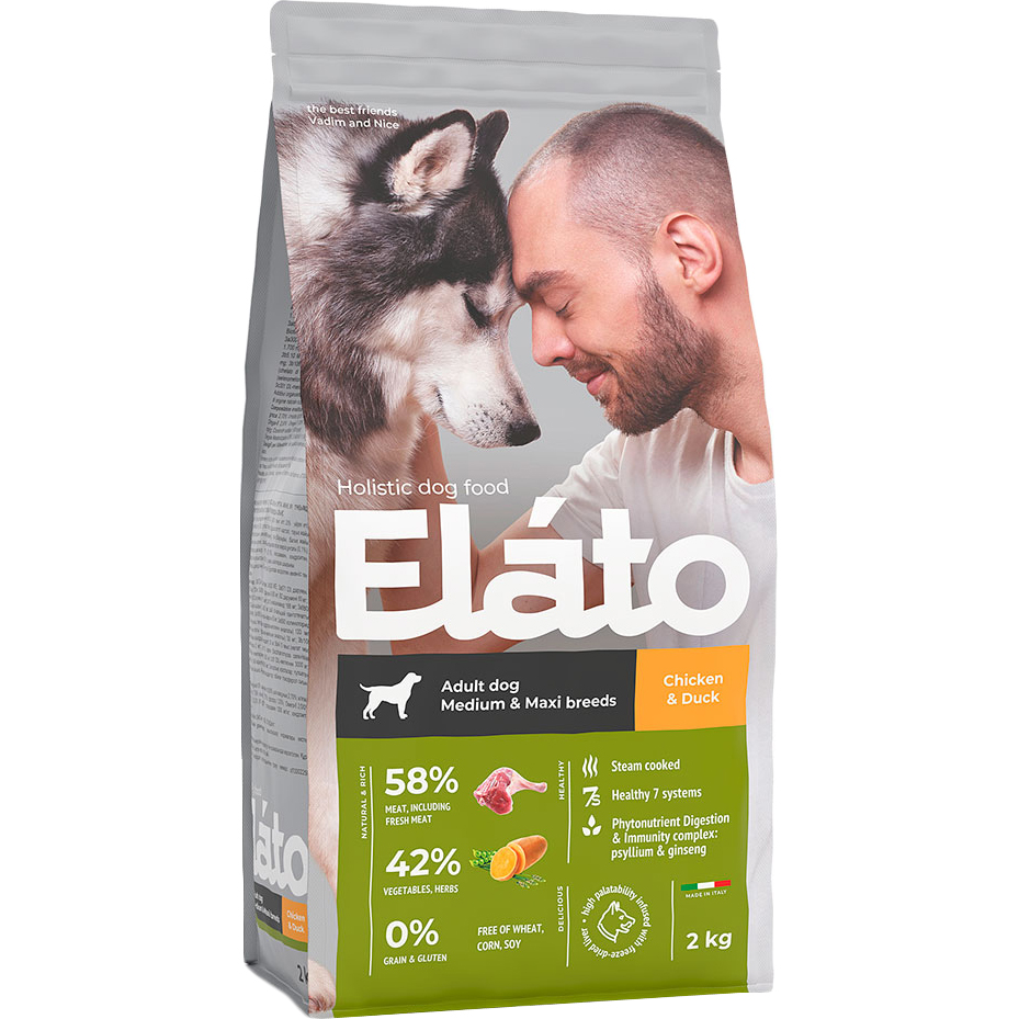 фото Корм для собак elato holistic для средних и крупных пород с курицей и уткой 2 кг