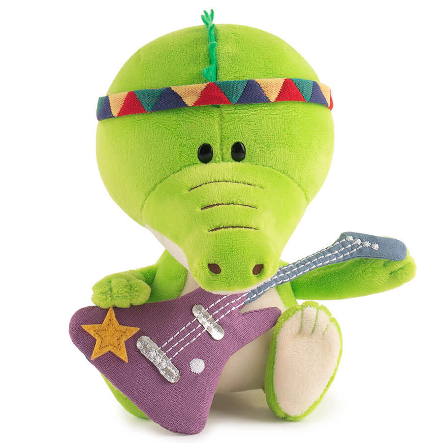 фото Мягкая игрушка budi basa крокодильчик кики с гитарой 15 см
