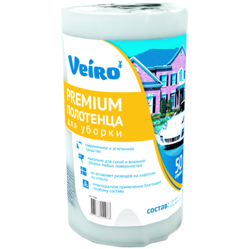 фото Салфетки для уборки linia veiro premium, универсальные, 25x30 см, 50 штук в рулоне