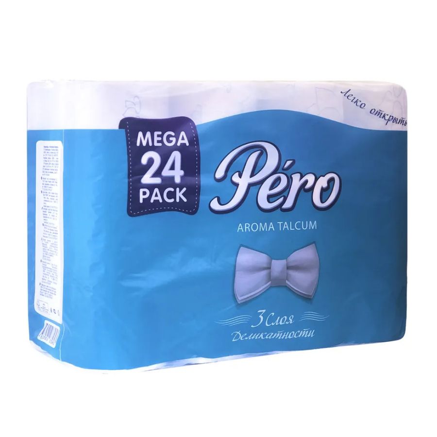 Бумага туалетная Pero Talcum 3-слойная, 24 рулона, белая, ароматизированная