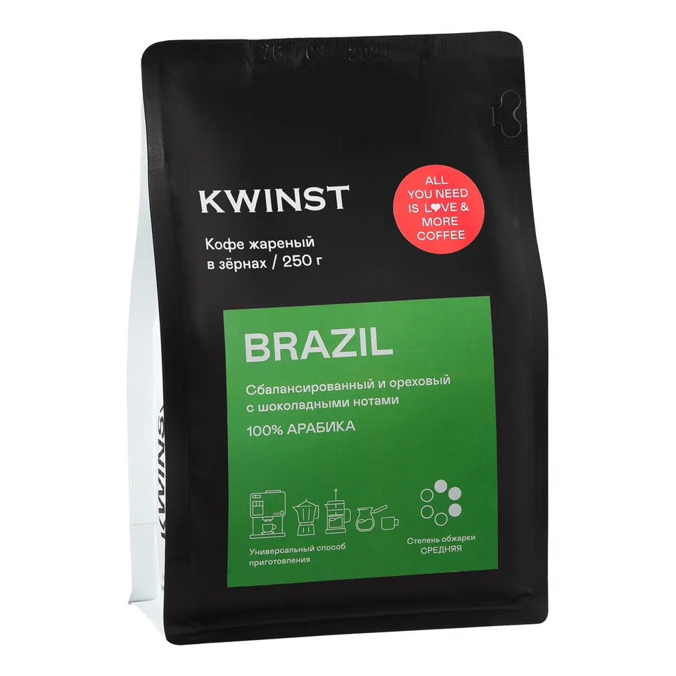 фото Кофе в зернах kwinst brazil, 250 г квинст