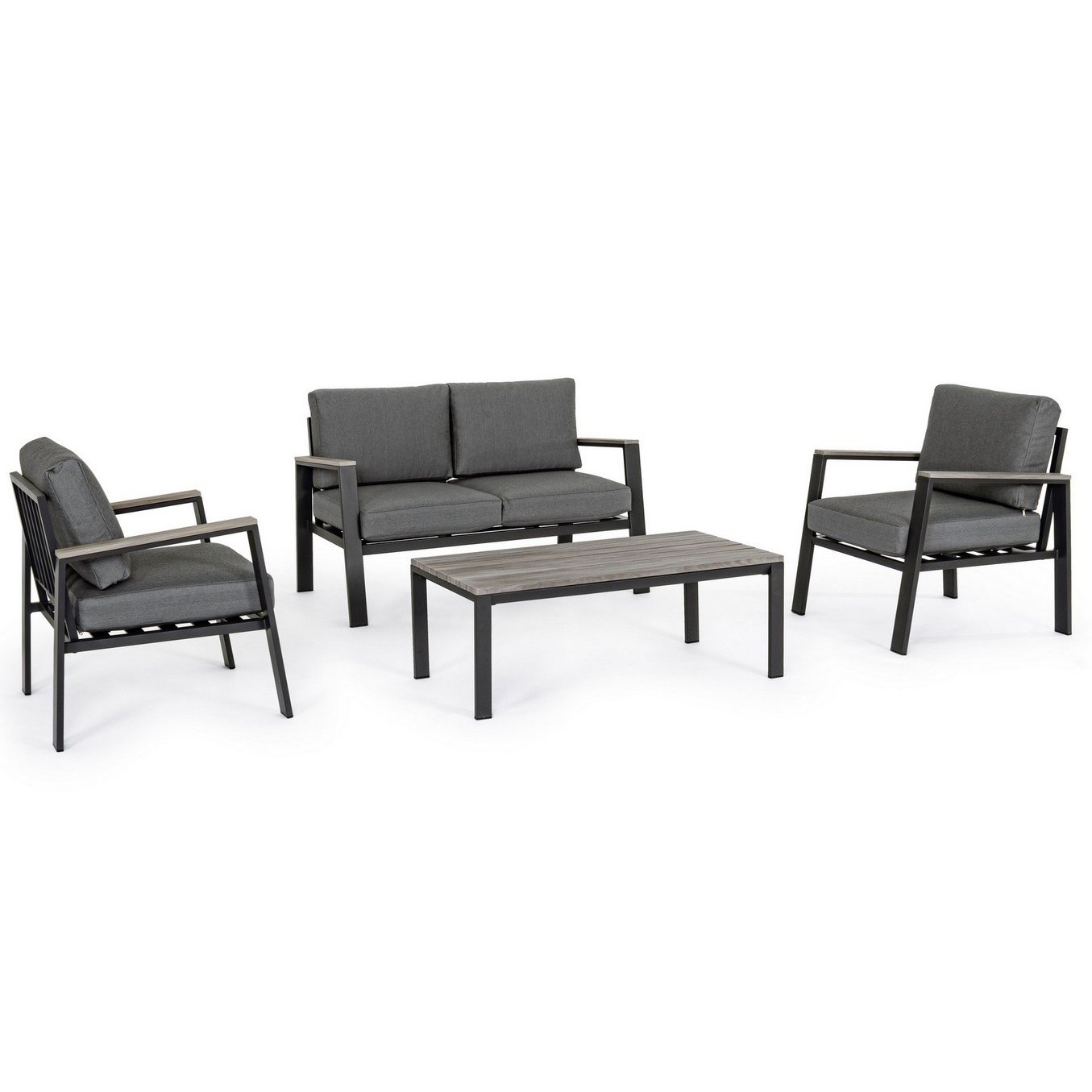 Комплект мебели Bizzotto Belmar 4 предмета, цвет серый, размер 132х75х84 см - фото 1