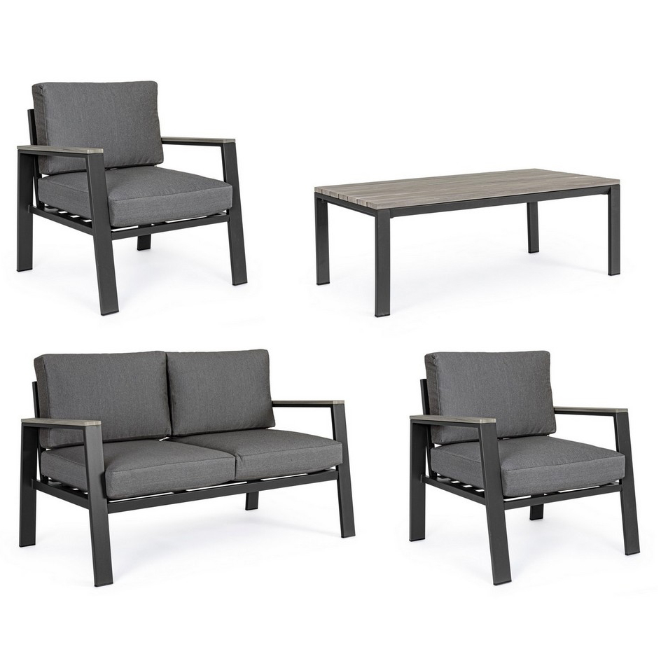 Комплект мебели Bizzotto Belmar 4 предмета, цвет серый, размер 132х75х84 см - фото 3