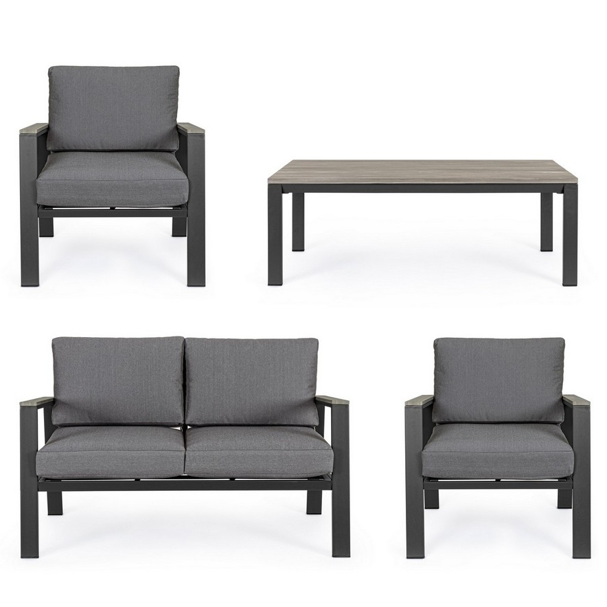 Комплект мебели Bizzotto Belmar 4 предмета, цвет серый, размер 132х75х84 см - фото 5