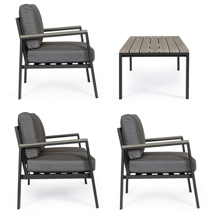 Комплект мебели Bizzotto Belmar 4 предмета, цвет серый, размер 132х75х84 см - фото 6