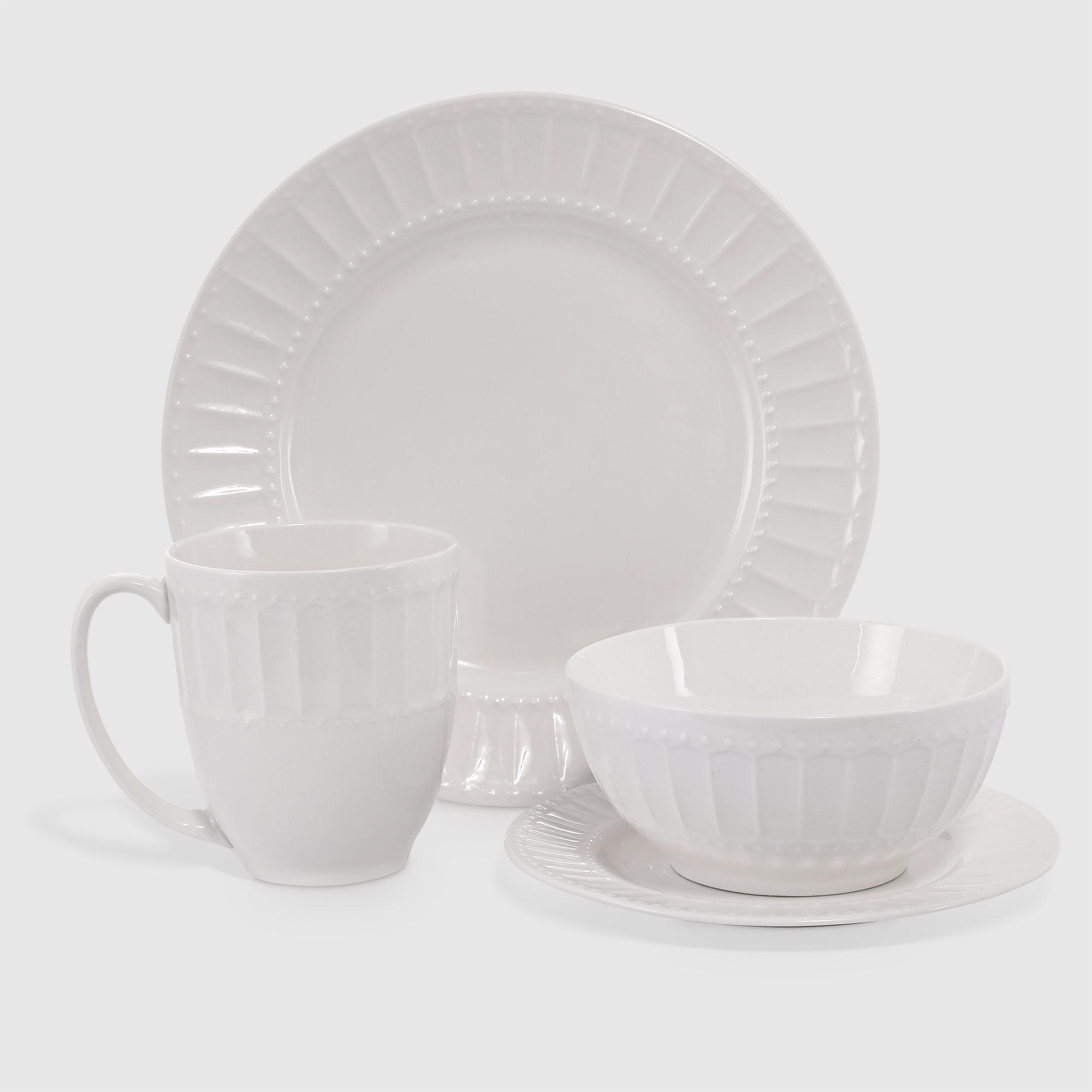 Набор посуды Macbeth Bone Porcelain Империал белый на 6 персон из 24 предметов - фото 1