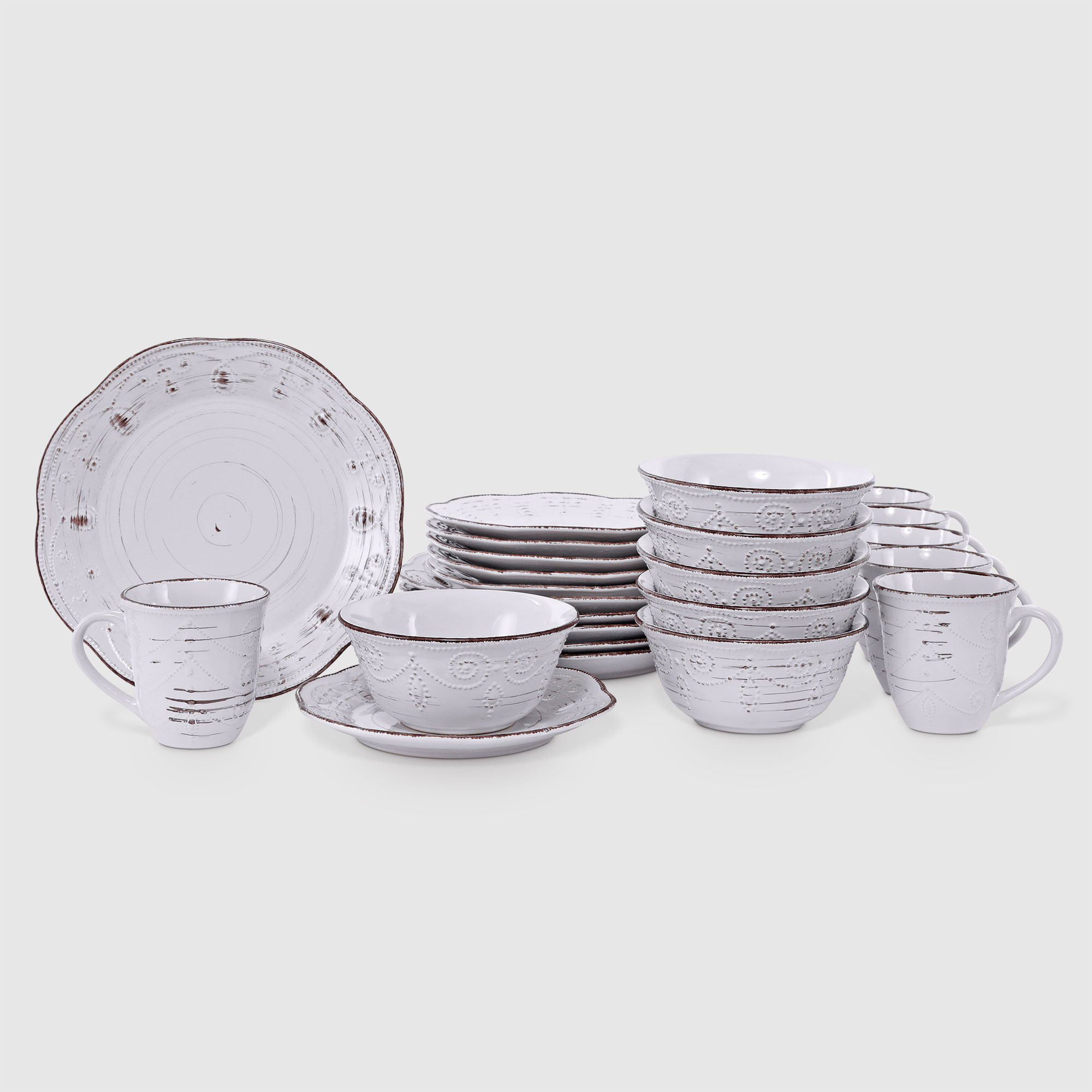 Набор посуды Macbeth Bone Porcelain Кантри белый на 6 персон из 24 предметов - фото 3