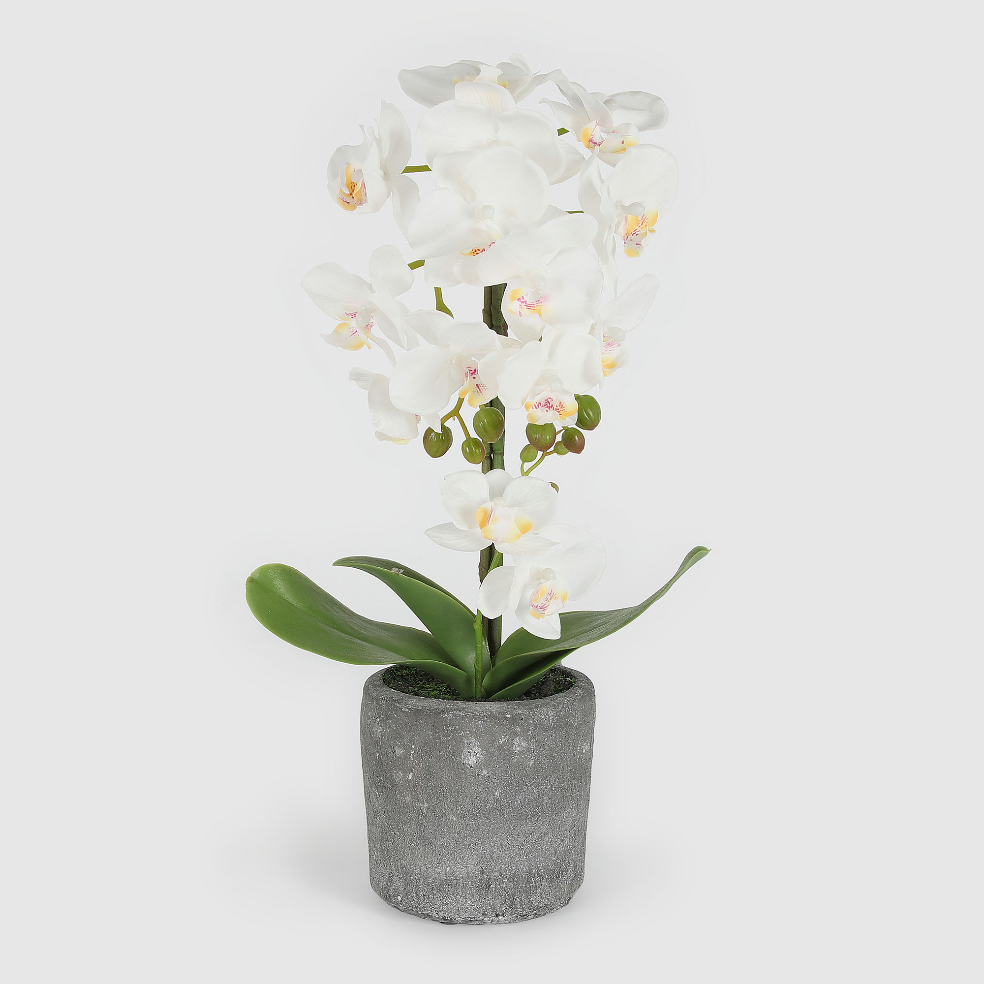 Цветок искусственный Fuzhou Light в горшке орхидея белая 3 цвета, 42 см