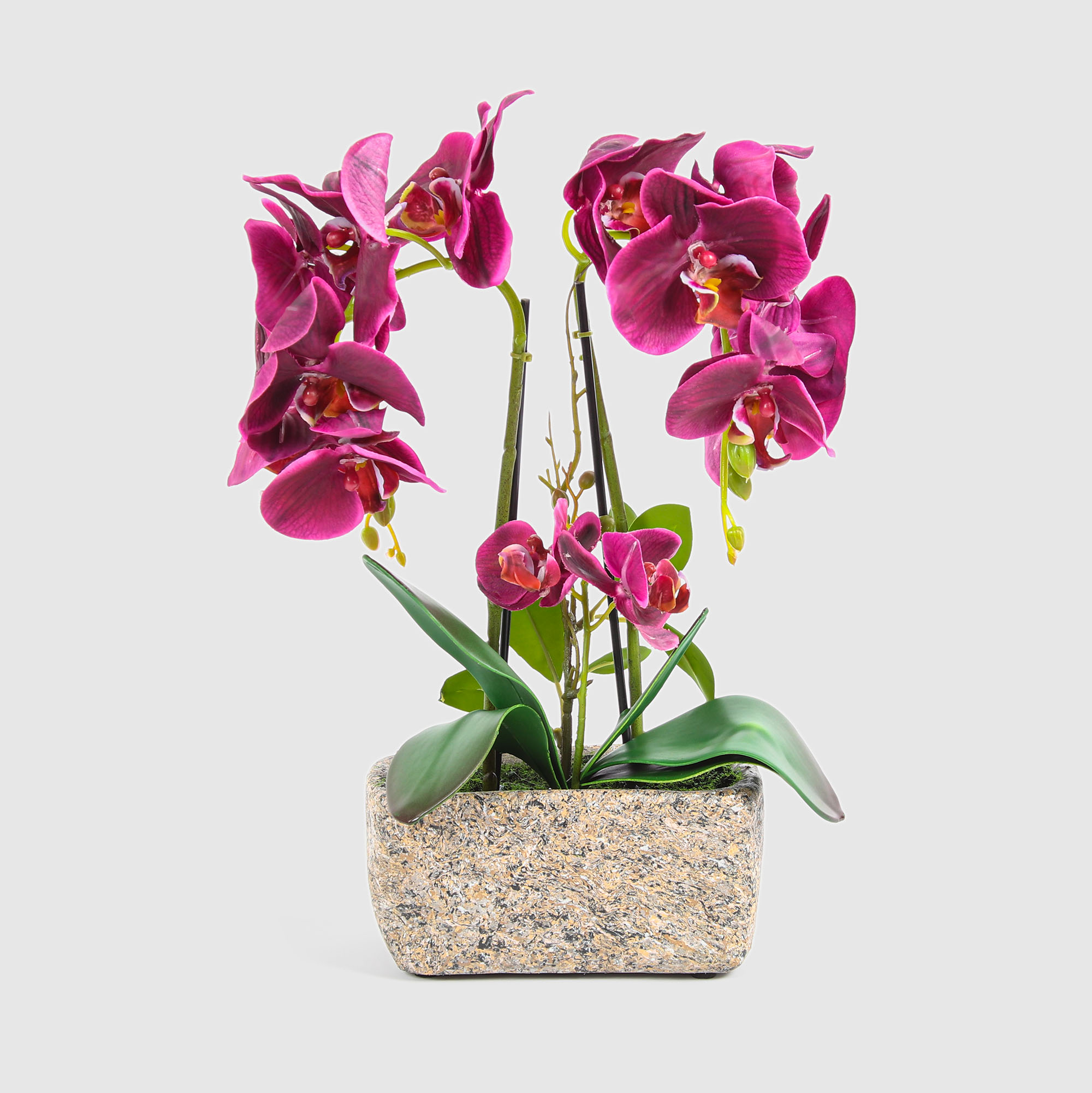 Цветок искусственный Fuzhou Light в горшке орхидея бордовая 36 см
