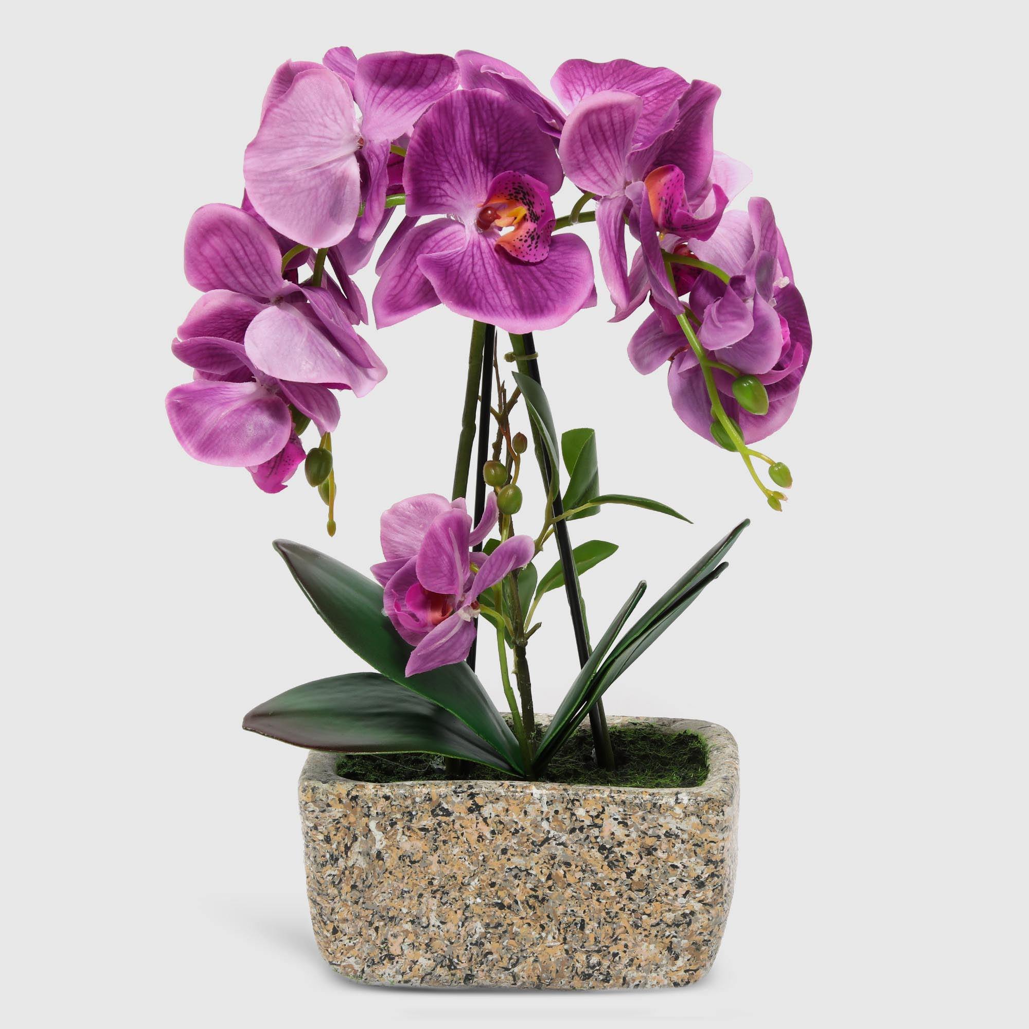 Цветок искусственный Fuzhou Light в горшке орхидея пурпурная 36 см