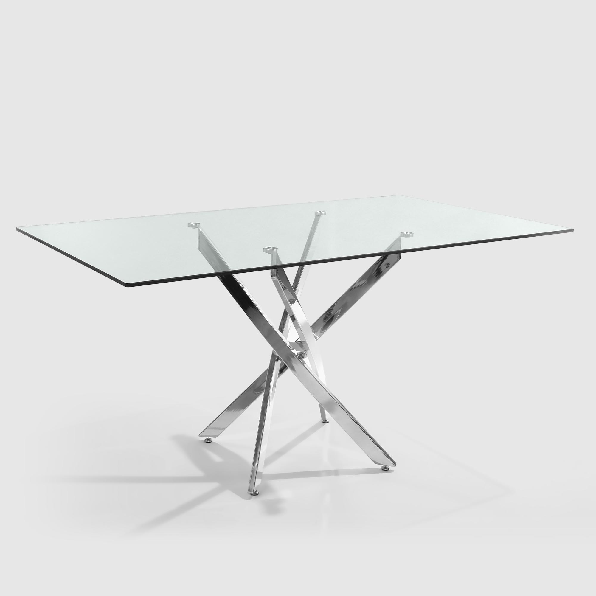 Стол обеденный Langfang romance прозрачный с серебряным 150х90х75 см (T754), цвет серебряный - фото 1