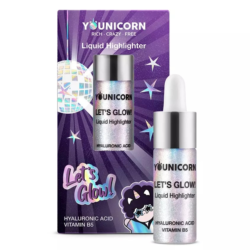 фото Хайлайтер для лица younicorn let`s glow жидкий