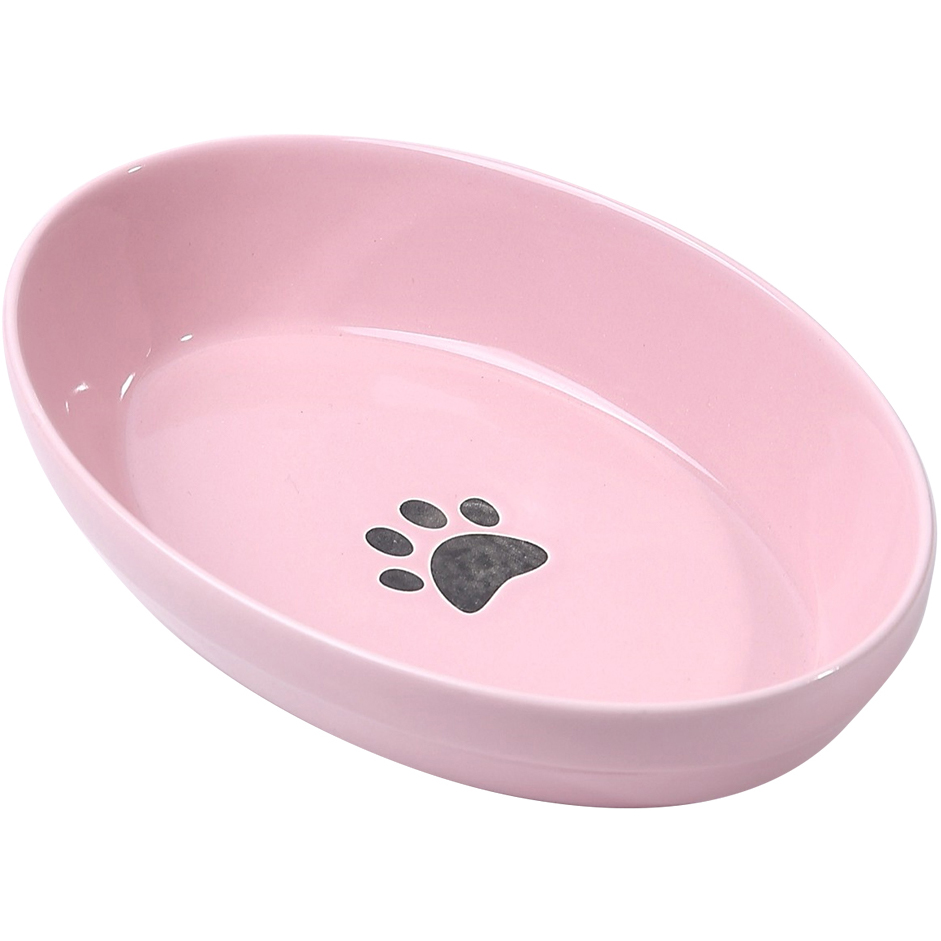 фото Миска для животных foxie paw on pink керамическая 16х11х4 см 230 мл розовый