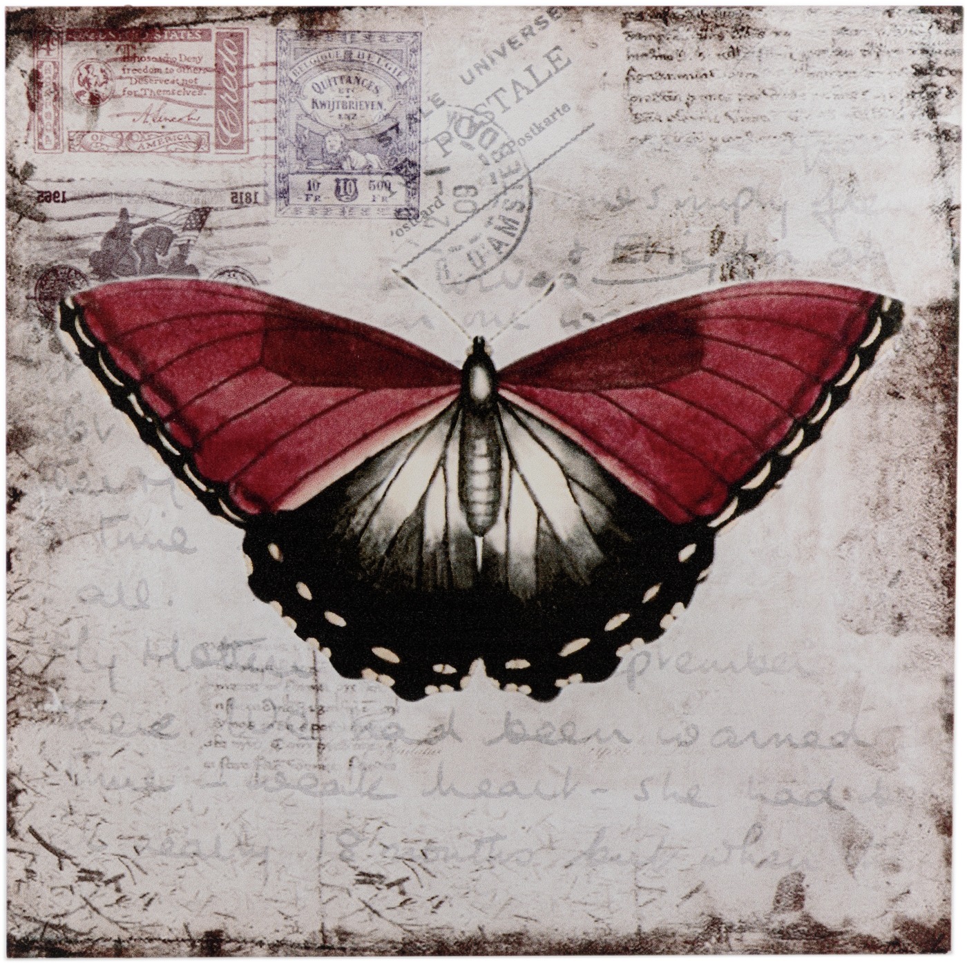 фото Панно настенное glasar бабочка красная 31х1х31 см