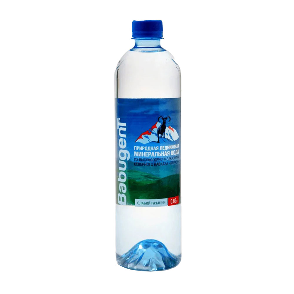Вода минеральная слабогазированная BabugenT 0,65 л пластиковая бутылка