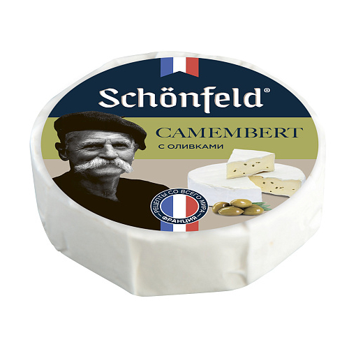 

Сыр мягкий Schonfeld Camembert с белой плесенью и оливками 45% 125 г