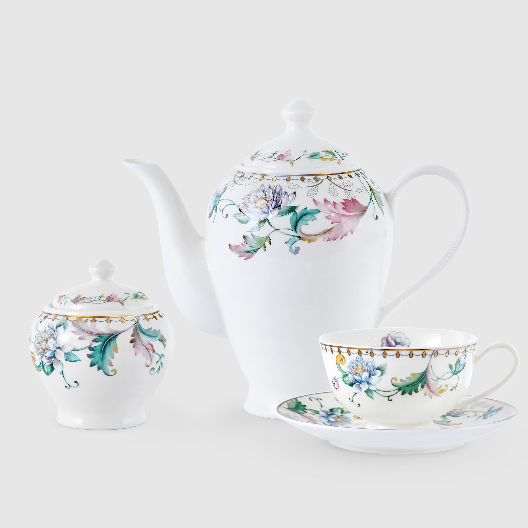 фото Сервиз чайный macbeth bone porcelain flowering 14 предметов 6 персон