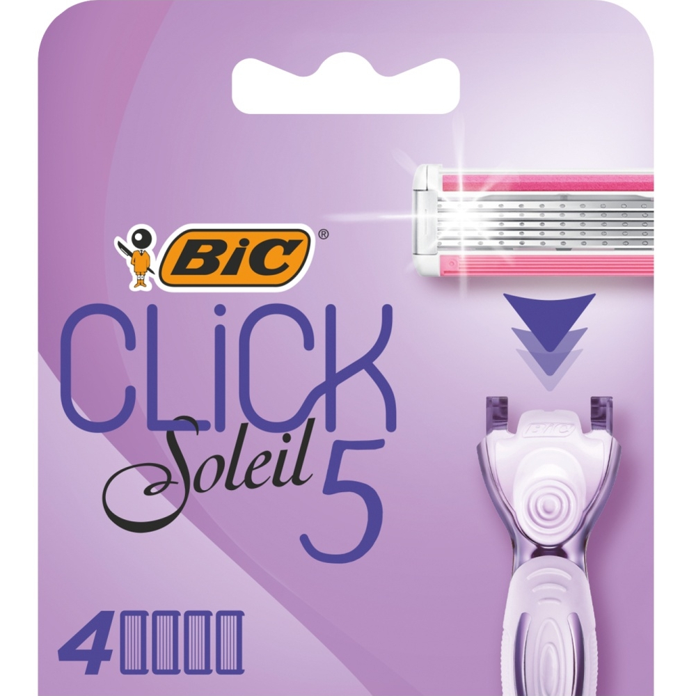 фото Кассеты сменные для бритья bic click soleil 5 лезвий, женские, 4 шт