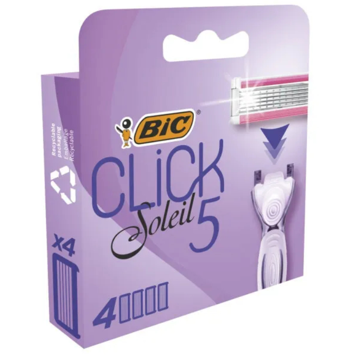 фото Кассеты сменные для бритья bic click soleil 5 лезвий, женские, 4 шт