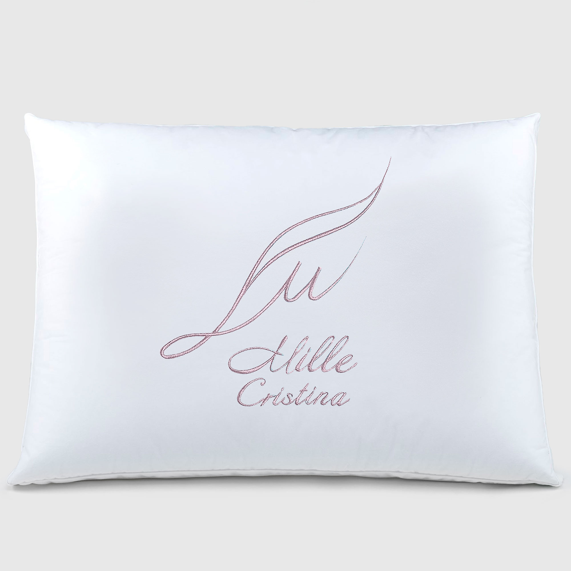 Подушка с большой вышивкой Cristina Mille Лакшери M2 белая с розовым 50х70 см