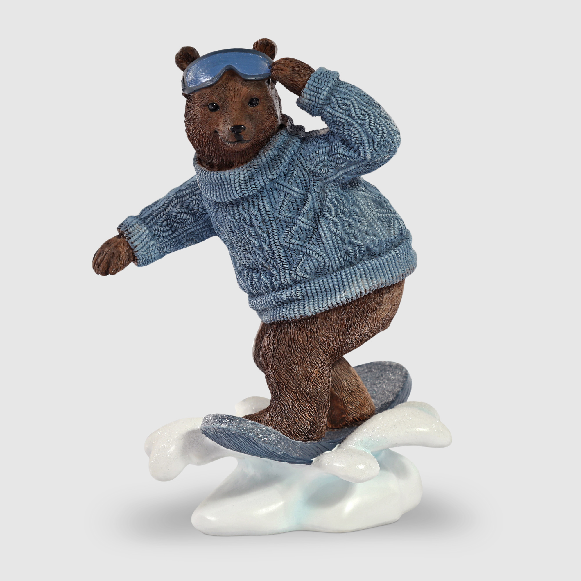 фото Медведь на лыжах teammann новогодний декор 13,3х10,5х20,2 см