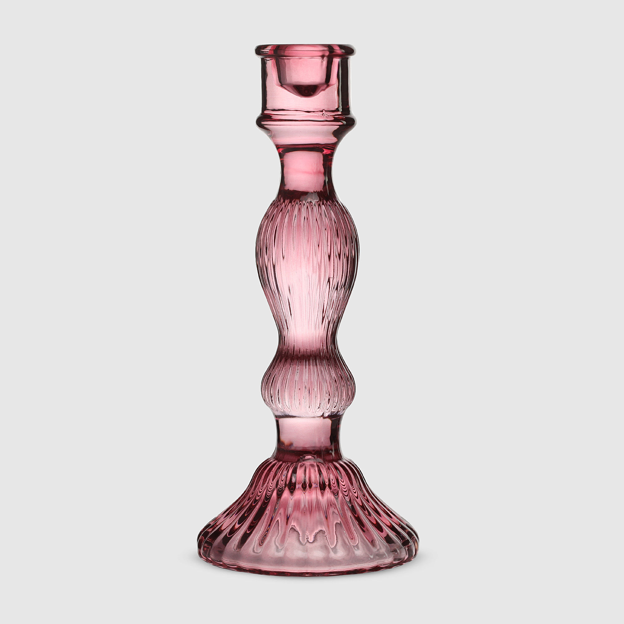 Подсвечник Anhuaglass стекло 11х11х25 см розовый - фото 1