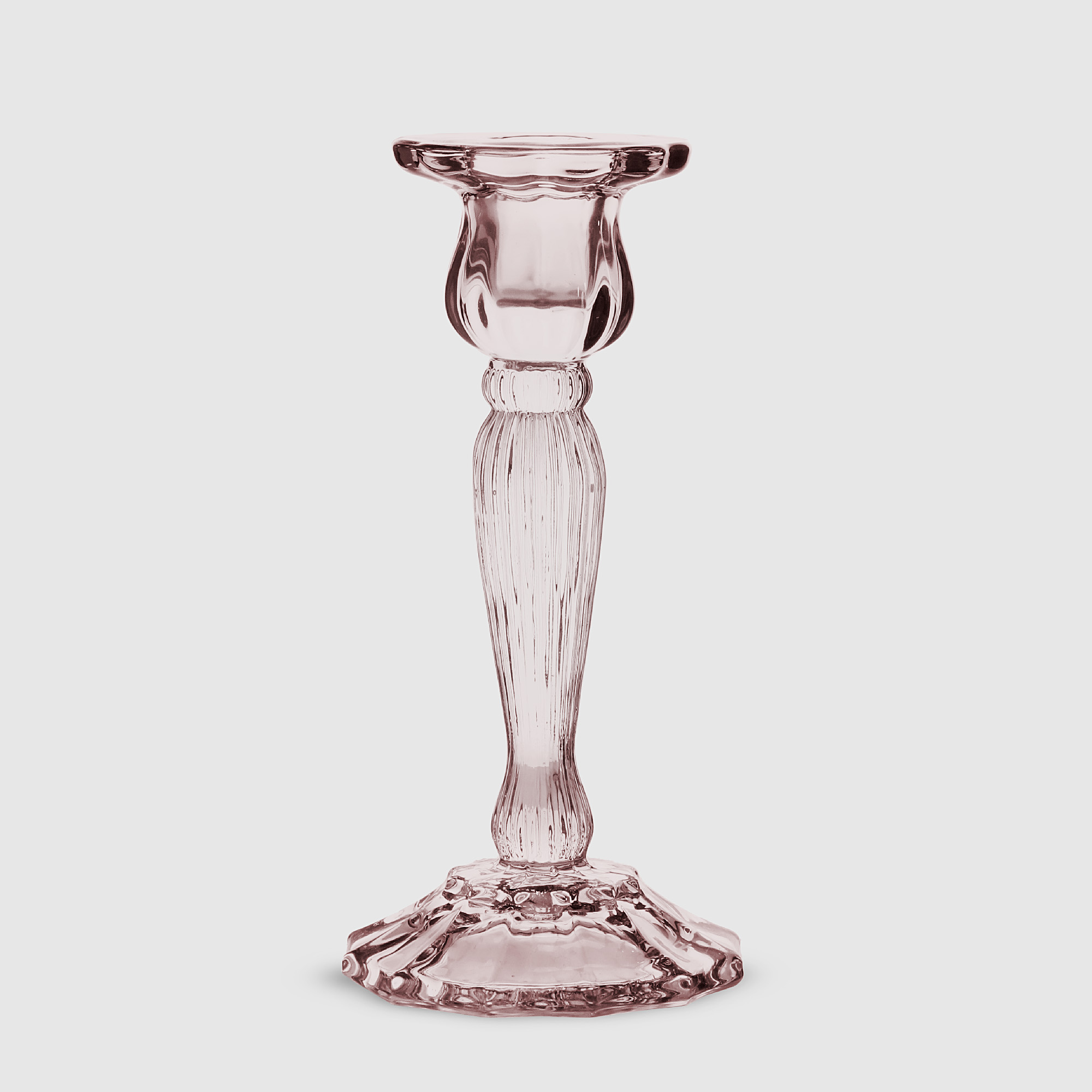Подсвечник Anhuaglass стекло 6,5х6,5х18,5 см розовый - фото 1