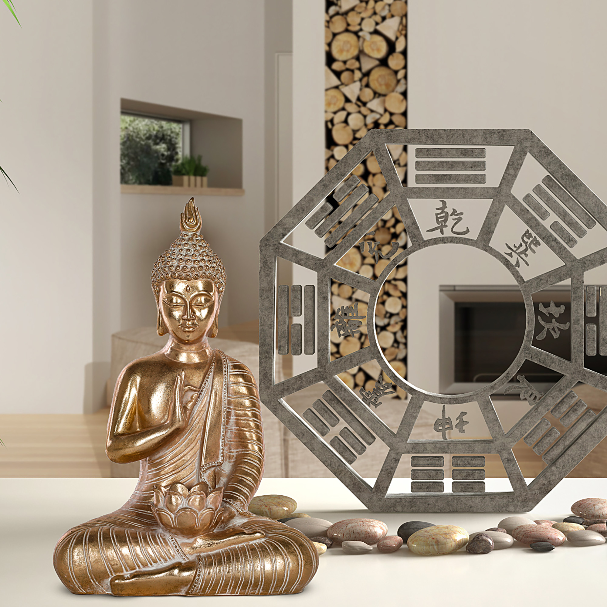 Подсвечник декор Delux Quanzhou Будда 24x16x35,5 см, цвет золотистый - фото 4