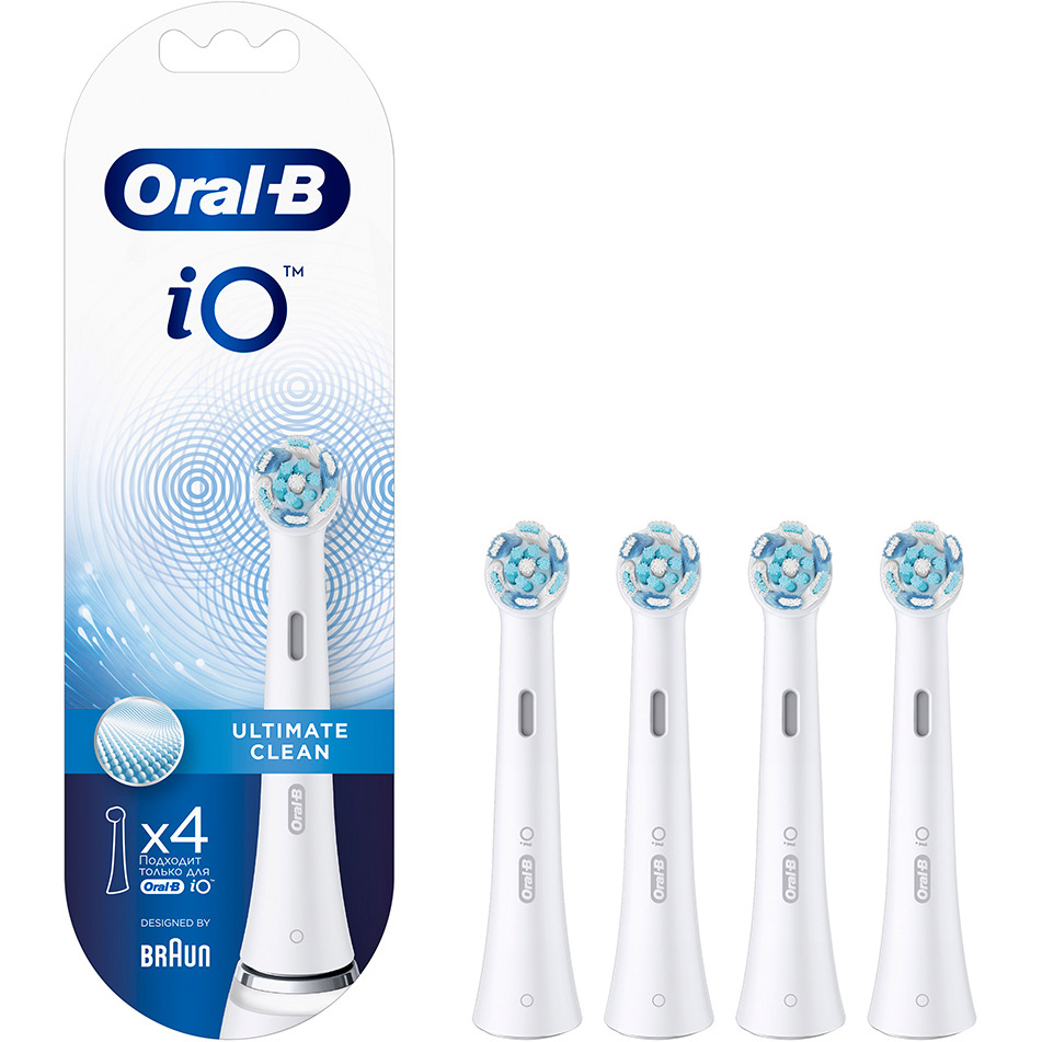 Набор сменных насадок Braun Oral-B iO Ultimate Clean White 4 шт, цвет белый - фото 2