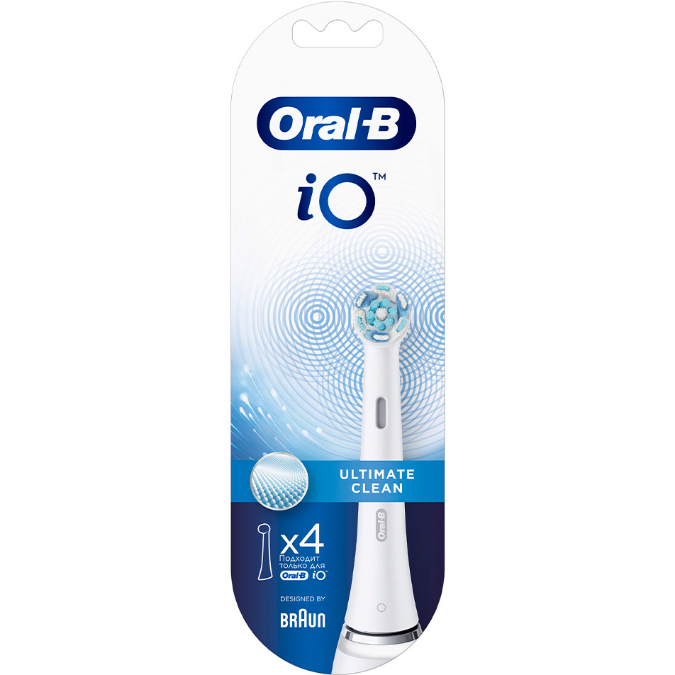 Набор сменных насадок Braun Oral-B iO Ultimate Clean White 4 шт, цвет белый - фото 3